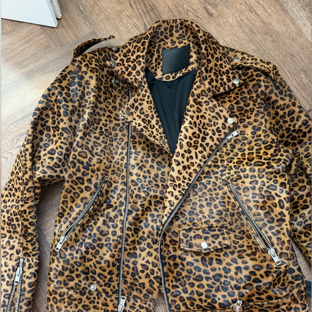 Skingraft Leopard Print Leather Jacket XL as new